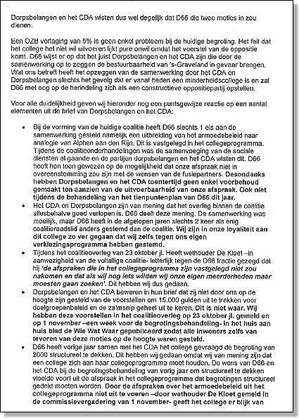 Persbericht D66 19-11-00
