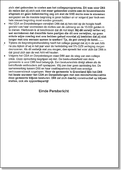 Persbericht D66 19-11-00